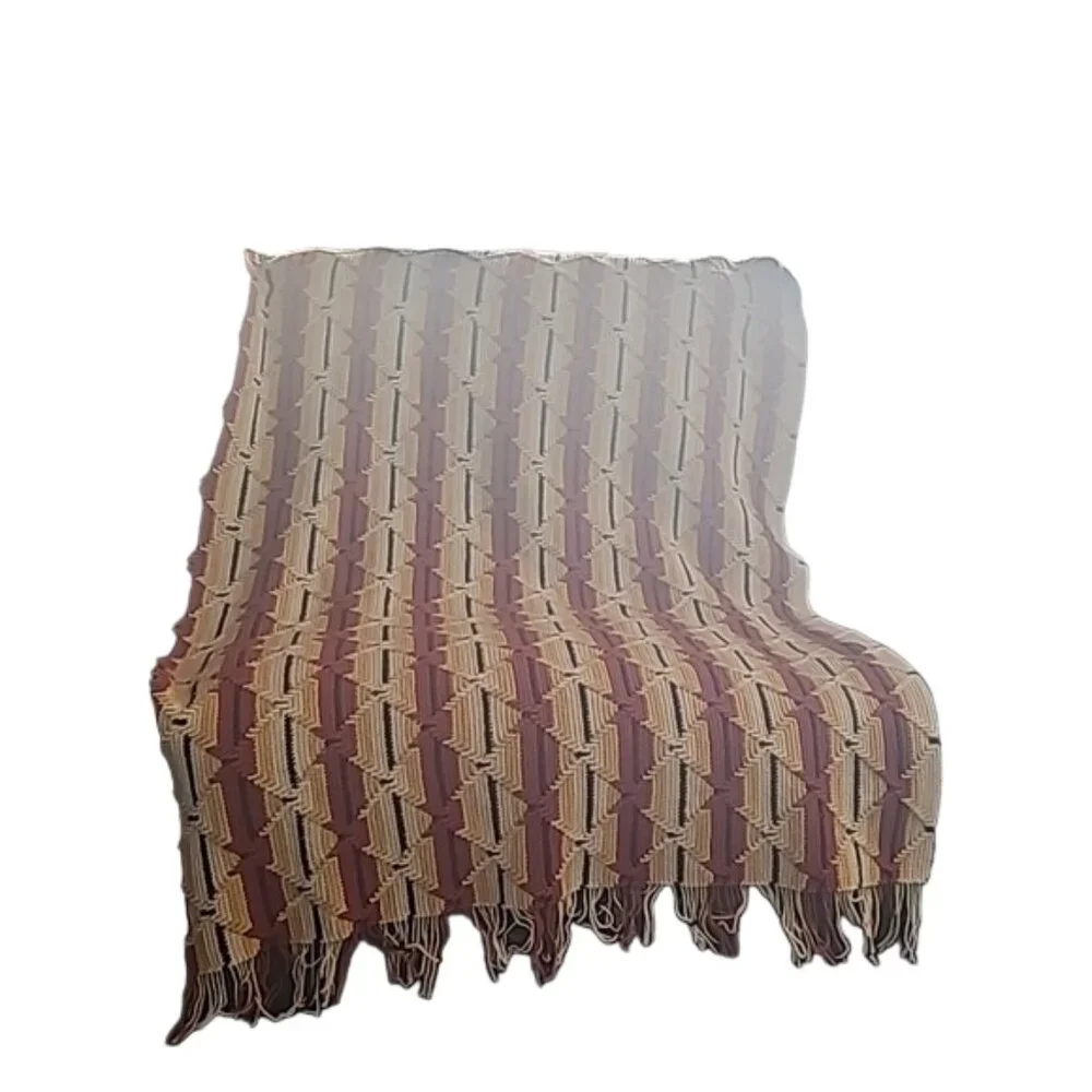 Vintage 70s South Western granny handcrochet throw blanket large 46x70 afghan